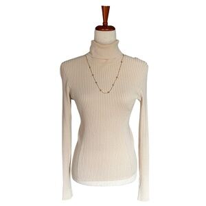 EVIE Ribbed Cream Turtleneck Sweater